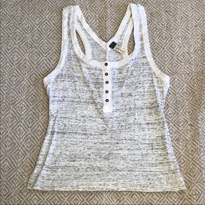 Free People White Grey Racerback Tank Top Small
